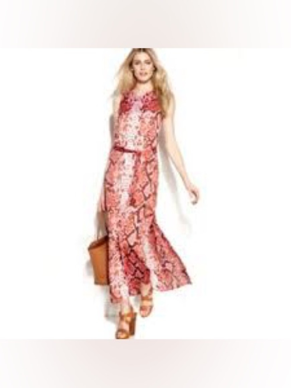 Michael Kors Coral Pink Printed Maxi Dress